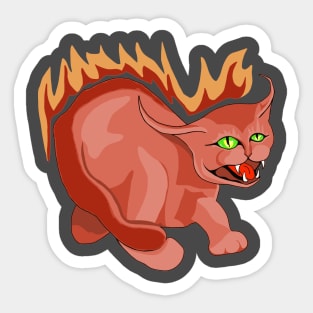 Demonic Fire Cat Sticker